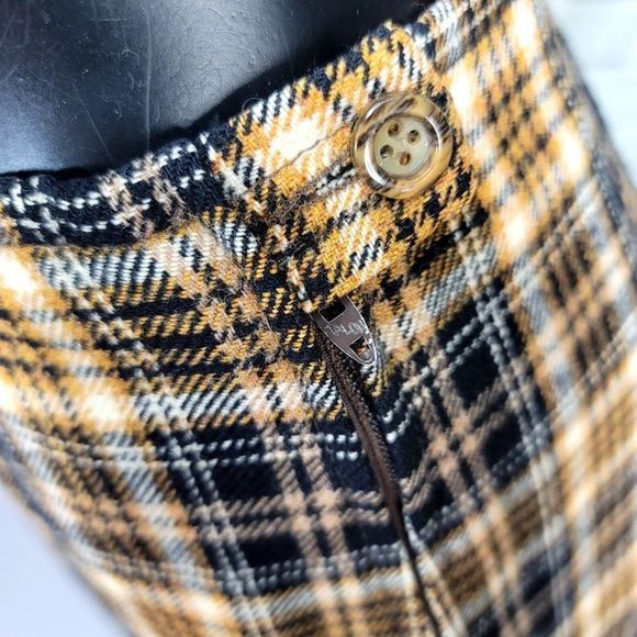 Vintage 70s Pendleton S Yellow Black Plaid Pleated Wool Aline Skirt Hi Waisted‎ - Picture 3 of 7